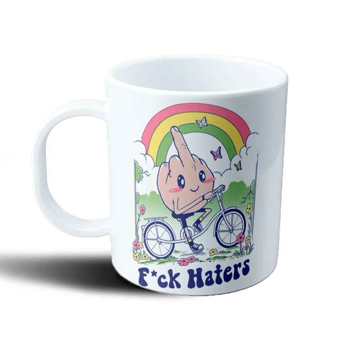 Taza de Plástico Antisocial F*ck Haters Dedo Medio en Bicicleta - vista 2