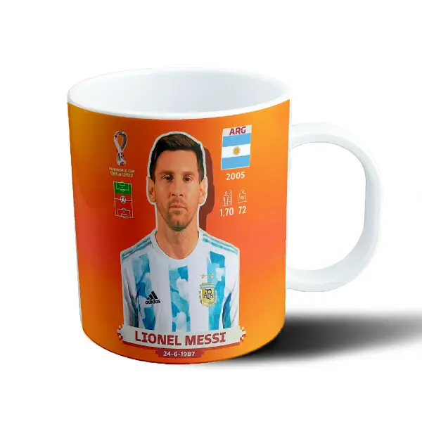 Taza de Plástico Lionel Messi Figurita Mundial Qatar 2022