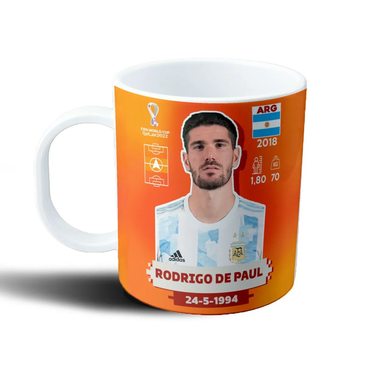 Taza de Plástico Rodrigo De Paul Figurita Mundial Qatar 2022 - vista 2