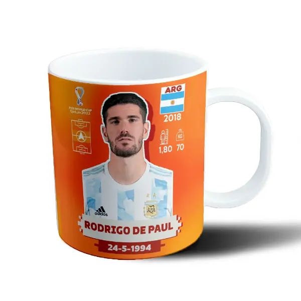 Taza de Plástico Rodrigo De Paul Figurita Mundial Qatar 2022