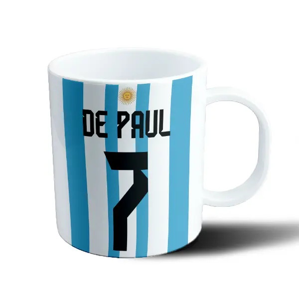 Taza de Plástico Argentina Rodrigo De Paul 7 Mundial Qatar
