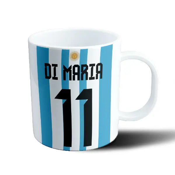 Taza de Plástico Argentina Di Maria 11 Camiseta Mundial Qatar