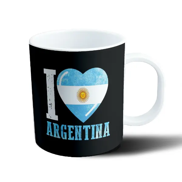 Taza de Plástico I Love Argentina Corazón Bandera
