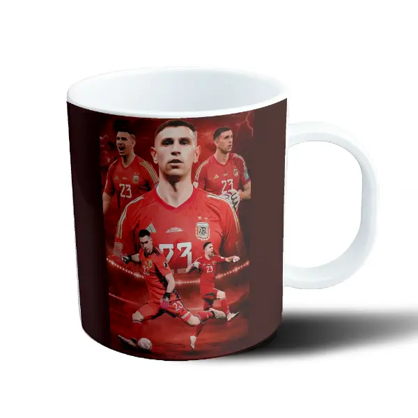 Taza de Plástico Argentina Dibu Martinez Collage Rojo