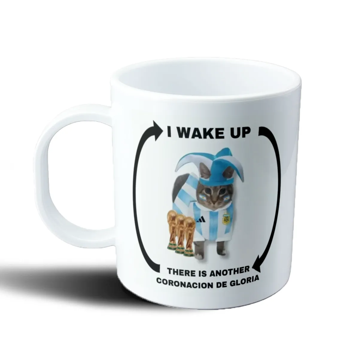 Taza de Plástico Gato Argentina Tres Copas Coronación de Gloria - vista 2