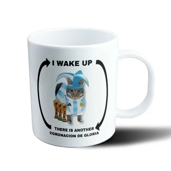 Taza de Plástico Gato Argentina Tres Copas Coronación de Gloria