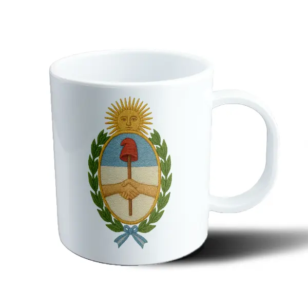 Taza de Plástico Escudo Nacional Argentino Gorro Frigio y Manos Unidas