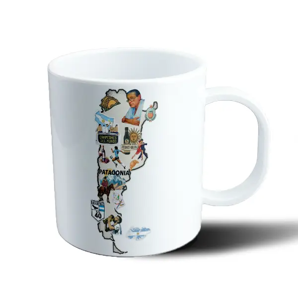 Taza de Plástico Mapa Argentina Empanadas Mate Tango Fútbol