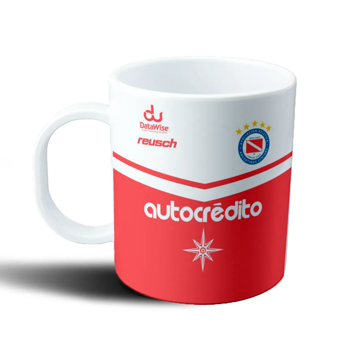 Taza de Plástico Argentino Juniors Camiseta Autocrédito Roja y Blanca - vista 2