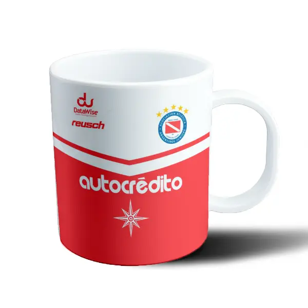 Taza de Plástico Argentino Juniors Camiseta Autocrédito Roja y Blanca
