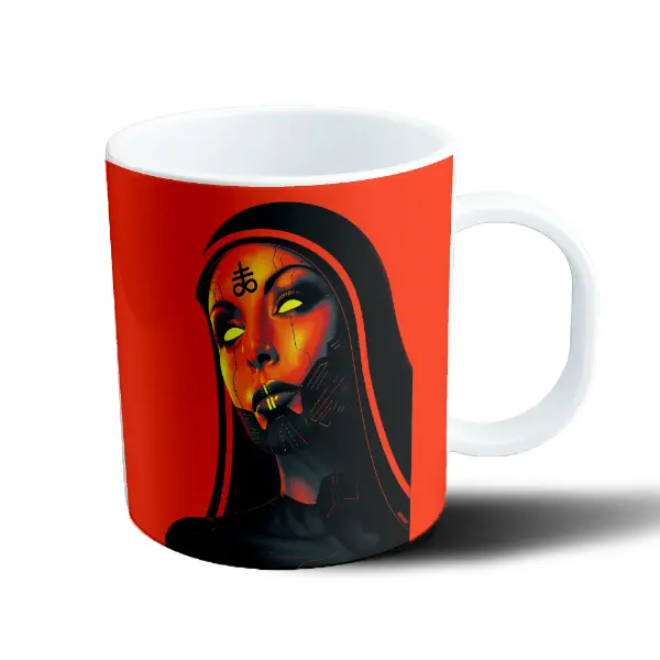 Taza de Plástico Monja Cyberpunk Rojo