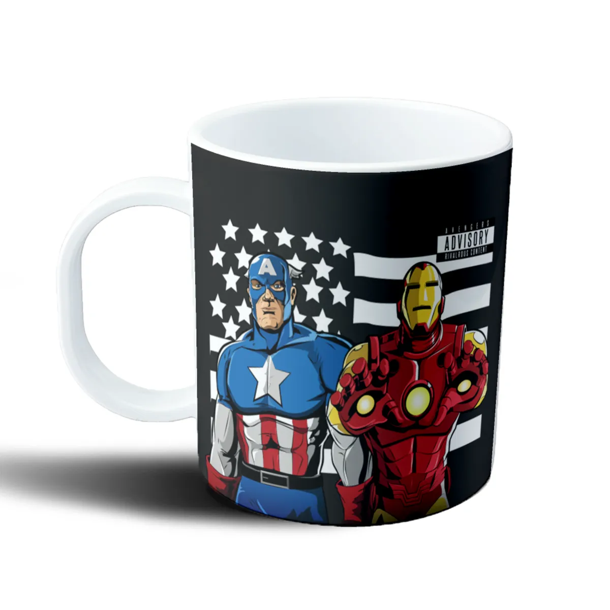 Taza de Plástico Avengers Capitán América e Iron Man Parodia Advisory - vista 2