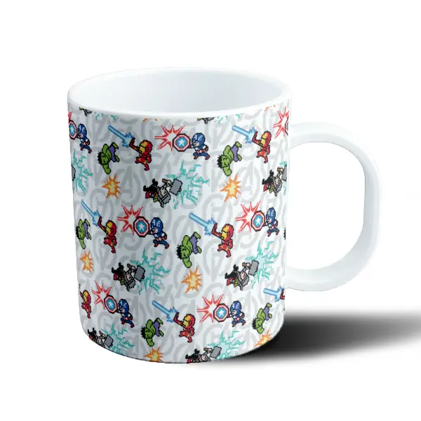 Taza de Plástico Avengers Pixel Art Capitán América Hulk Iron Man Thor