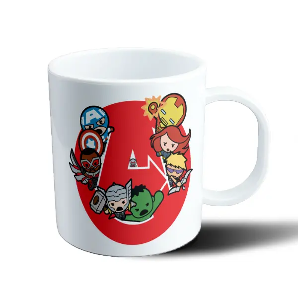 Taza de Plástico Avengers Vengadores Chibi Capitán América Hulk Thor Viuda Negra
