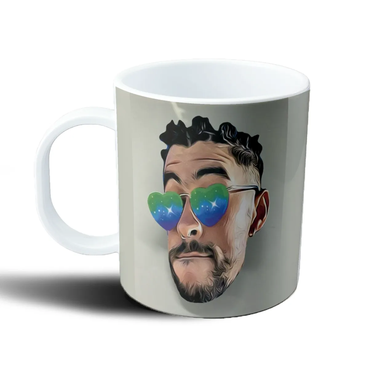 Taza de Plástico Bad Bunny Retrato con Lentes Corazón - vista 2