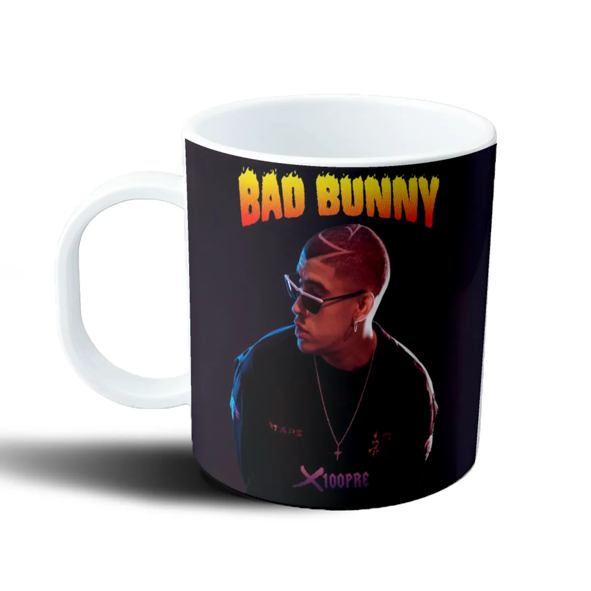 Taza de Plástico Bad Bunny Retrato Llamas - vista 2