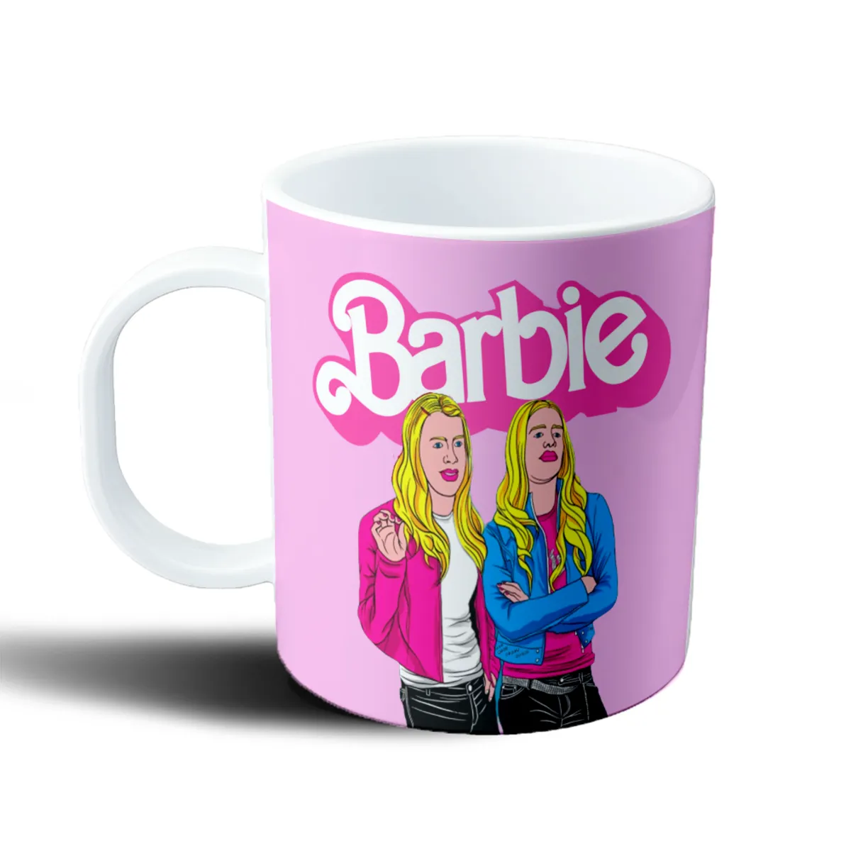 Taza de Plástico Barbie Chicas Chaquetas Rosa y Celeste - vista 2