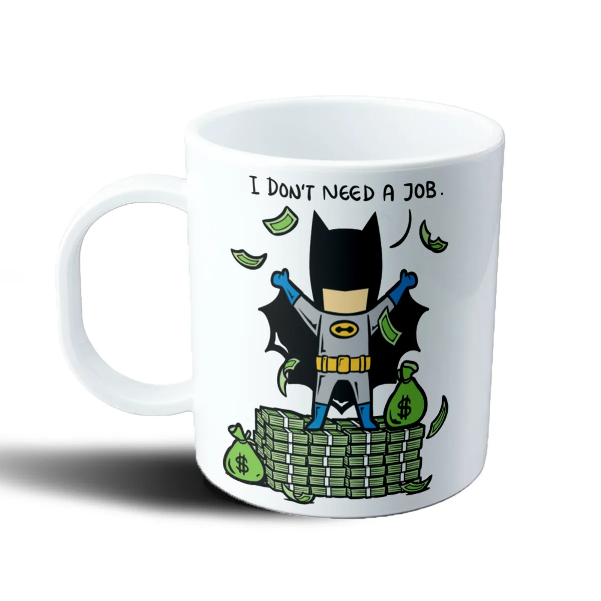 Taza de Plástico Batman Chibi Dinero I Don't Need a Job - vista 2