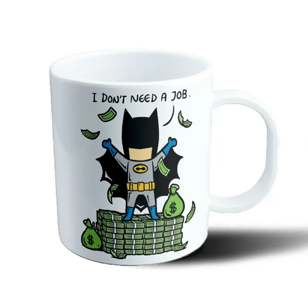 Taza de Plástico Batman Chibi Dinero I Don't Need a Job