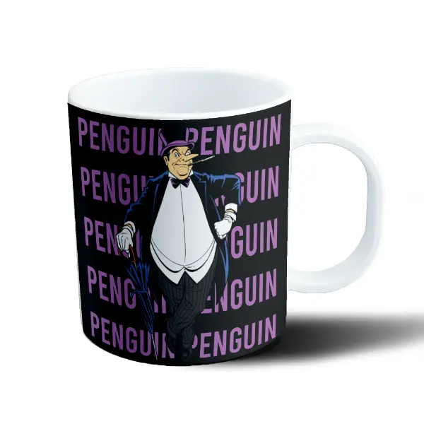 Taza de Plástico Batman Penguin Pingüino Tipografía
