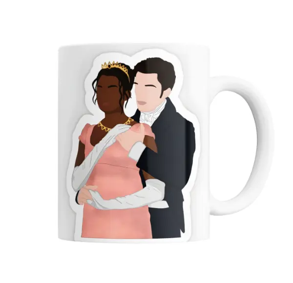 Taza de Cerámica Bridgerton Pareja Vestido Rosa Tiara
