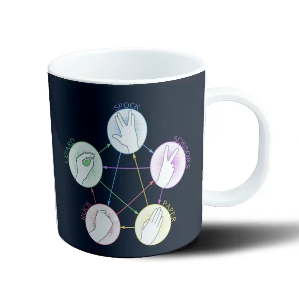 Taza de Plástico Big Bang Theory Piedra Papel Tijera Lagarto Spock