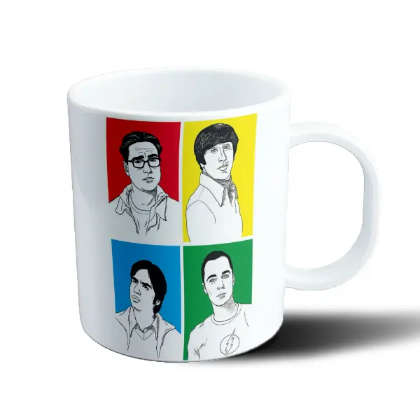 Taza de Plástico The Big Bang Theory Cuatro Personajes Pop Art