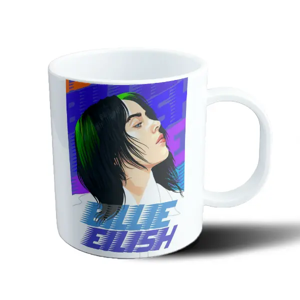 Taza de Plástico Billie Eilish Retrato Pop Art