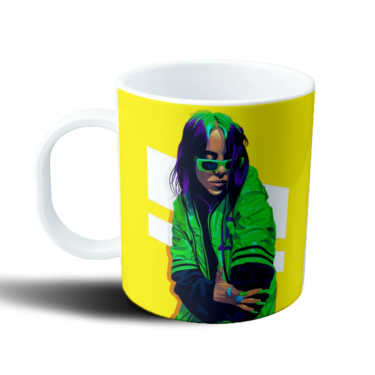 Taza de Plástico Billie Eilish Pelo Verde y Violeta - vista 2