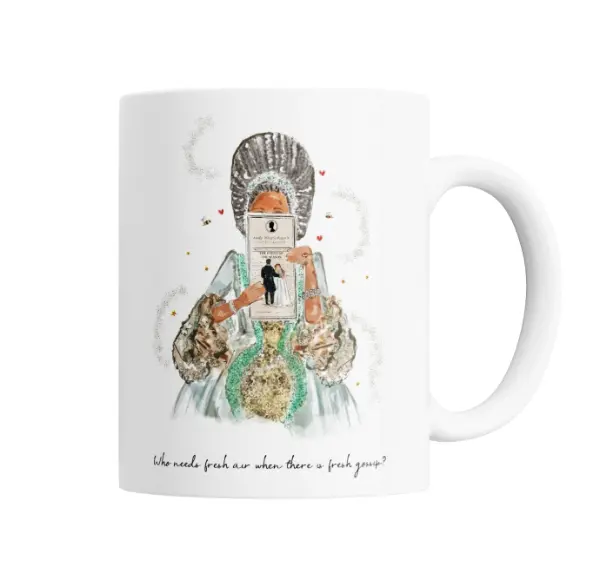 Taza de Cerámica Bridgerton Lady Whistledown Chismes Frescos
