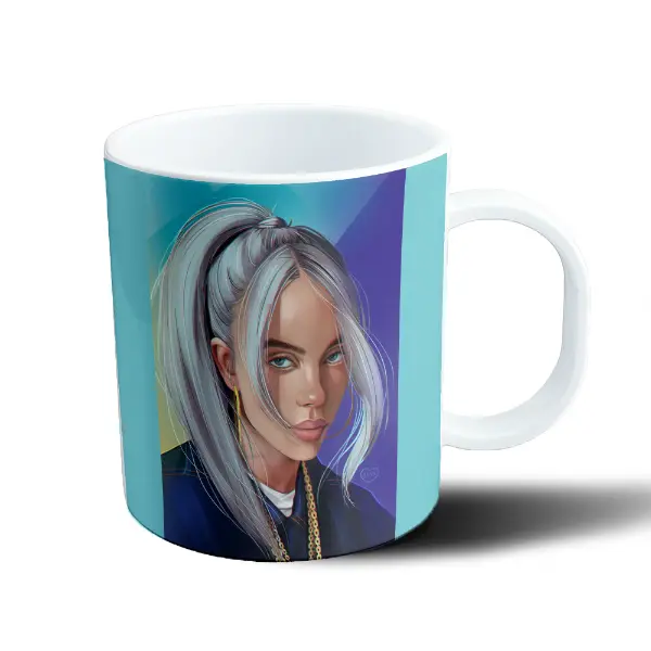 Taza de Plástico Billie Eilish Retrato Pelo Plateado
