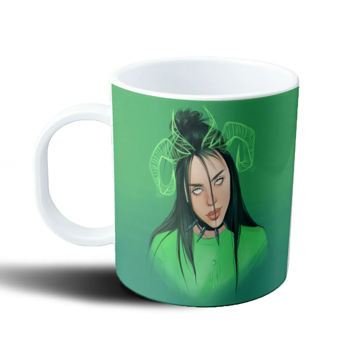 Taza de Plástico Billie Eilish Verde con Cuernos - vista 2