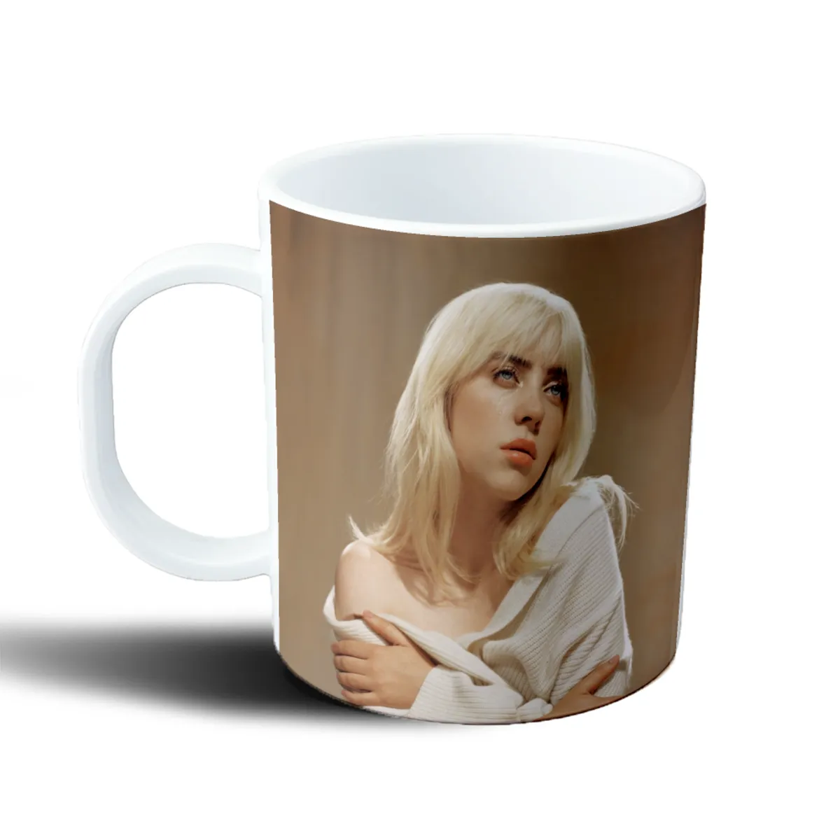 Taza de Plástico Billie Eilish Foto Suéter Blanco - vista 2