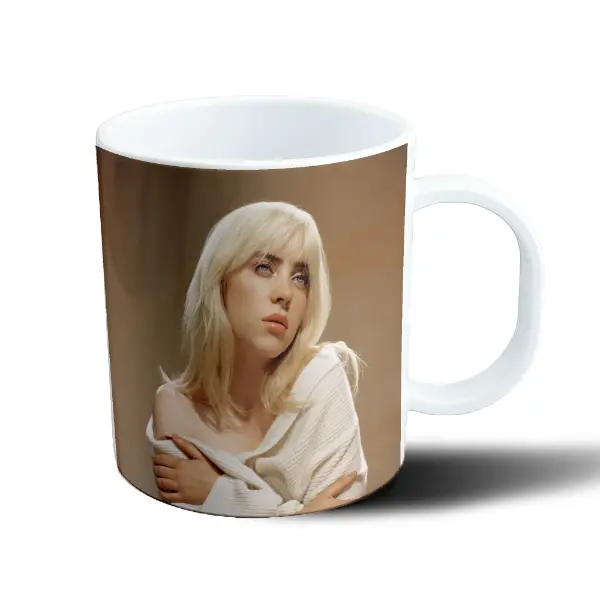 Taza de Plástico Billie Eilish Foto Suéter Blanco