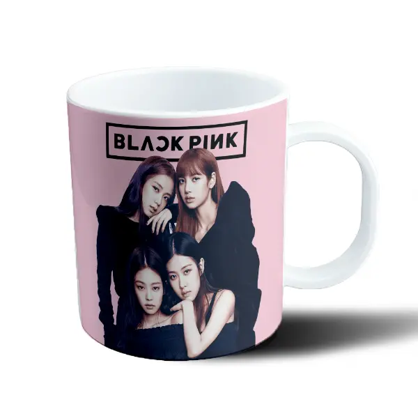 Taza de Plástico BlackPink Grupo Integrantes Fondo Rosa
