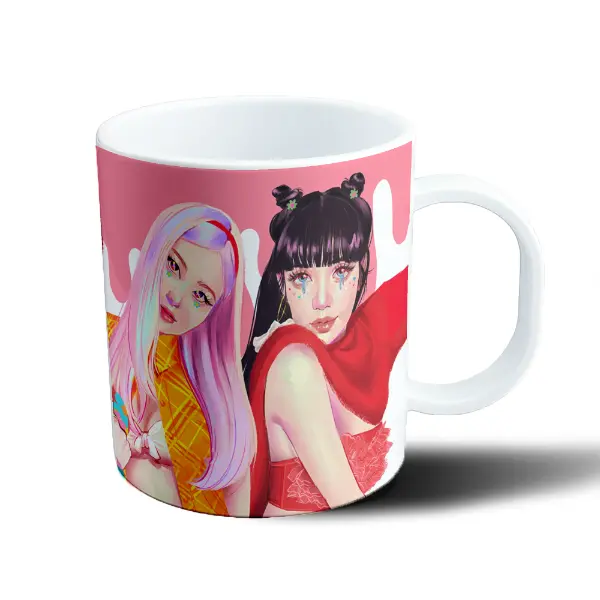 Taza de Plástico BlackPink Ilustración Pastel