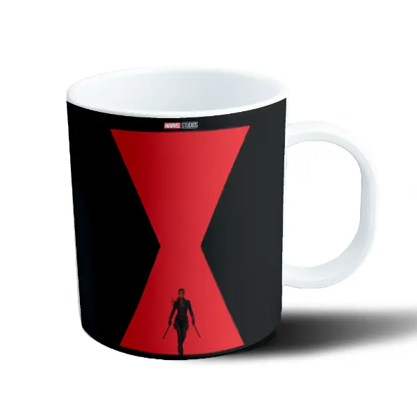 Taza de Plástico Black Widow Viuda Negra Silueta Roja
