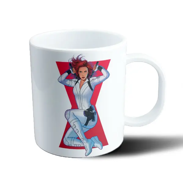 Taza de Plástico Black Widow Natasha Romanoff Traje Blanco