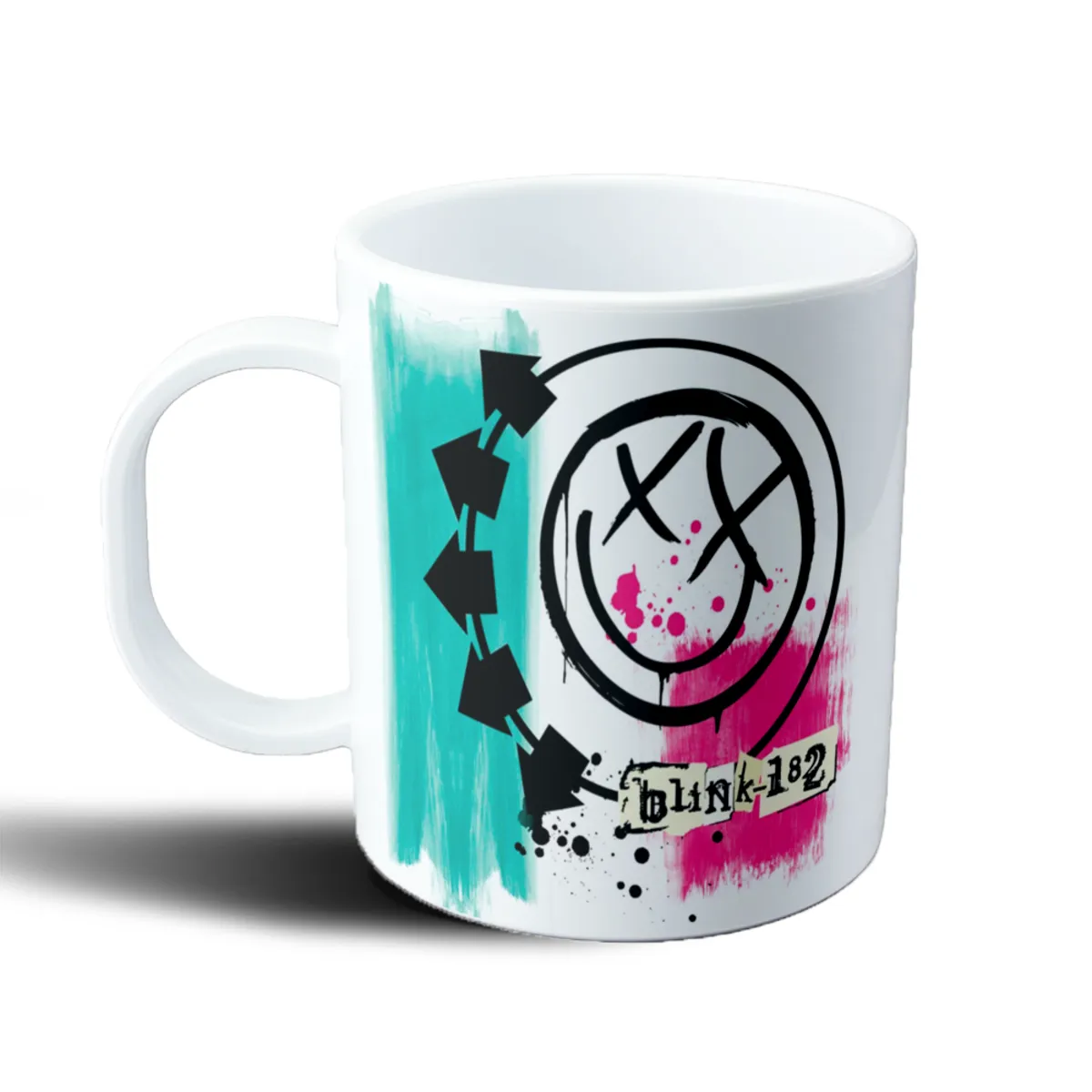 Taza de Plástico Blink 182 Logo Smiley Verde y Rosa - vista 2