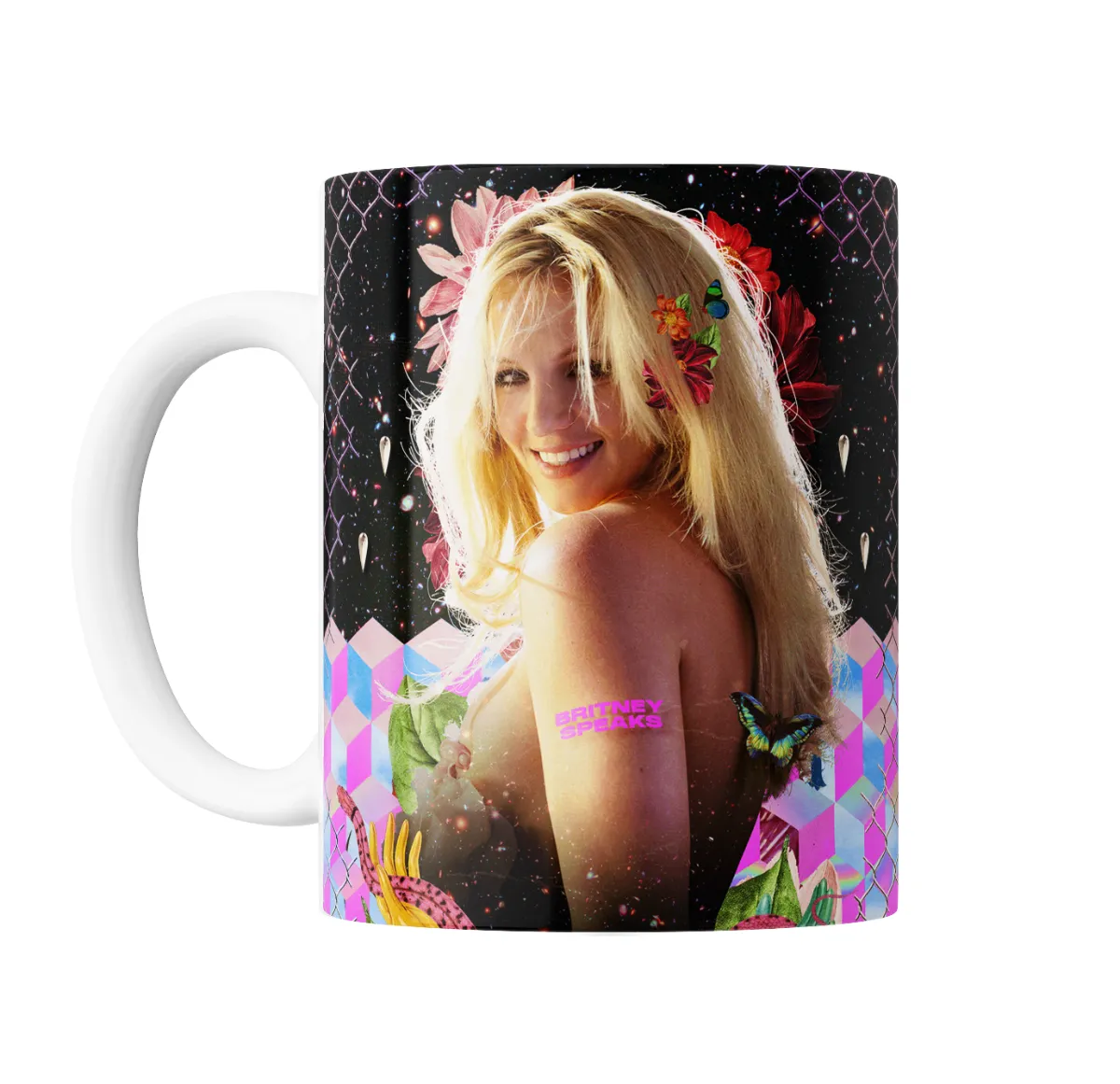 Taza de Cerámica Britney Spears Speaks Flores y Mariposas - vista 2
