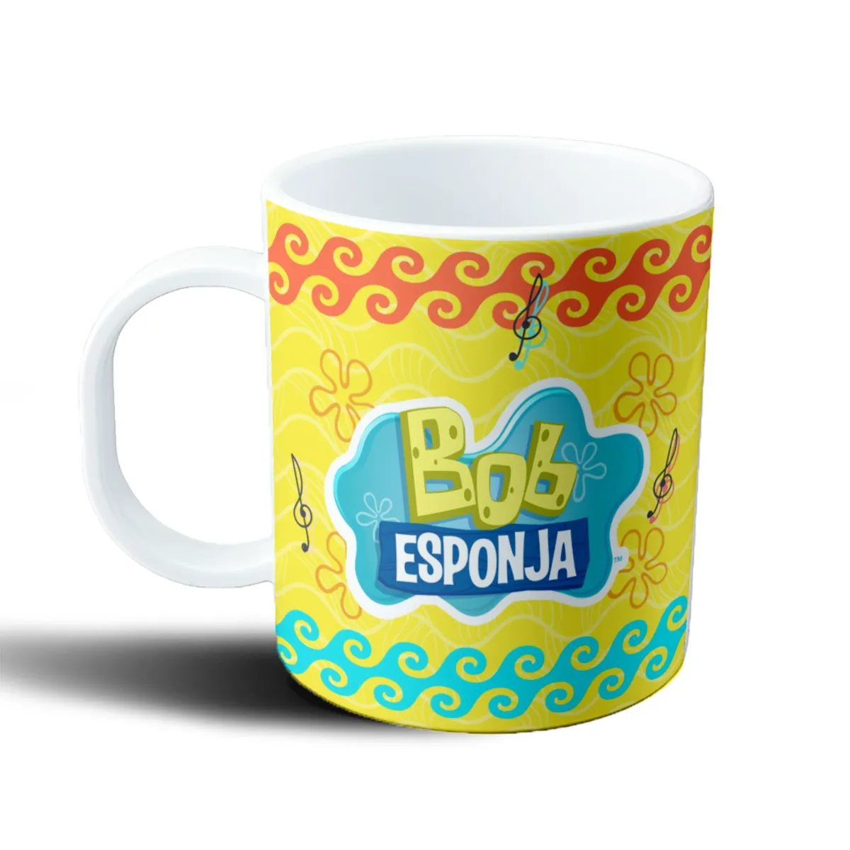 Taza de Plástico Bob Esponja escuchando música con auriculares - vista 2