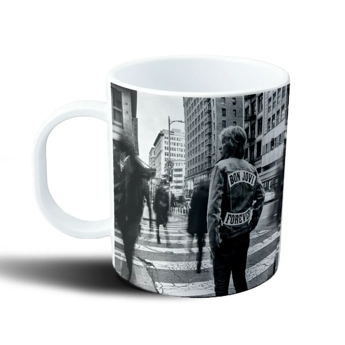 Taza de Plástico Bon Jovi Forever Campera Denim Blanco y Negro - vista 2