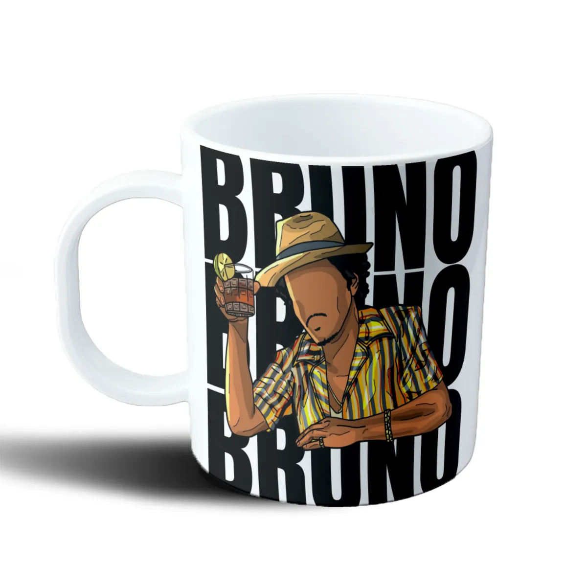Taza de Plástico Bruno Mars Diseño Pop con Sombrero y Trago - vista 2