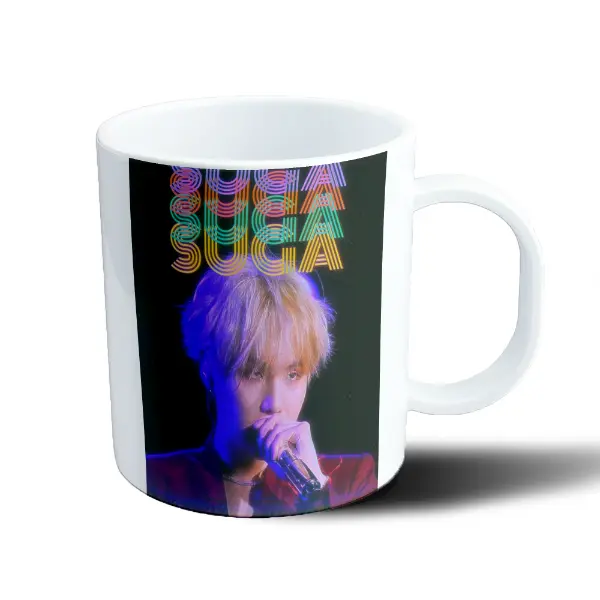 Taza de Plástico BTS Suga Letras Neón