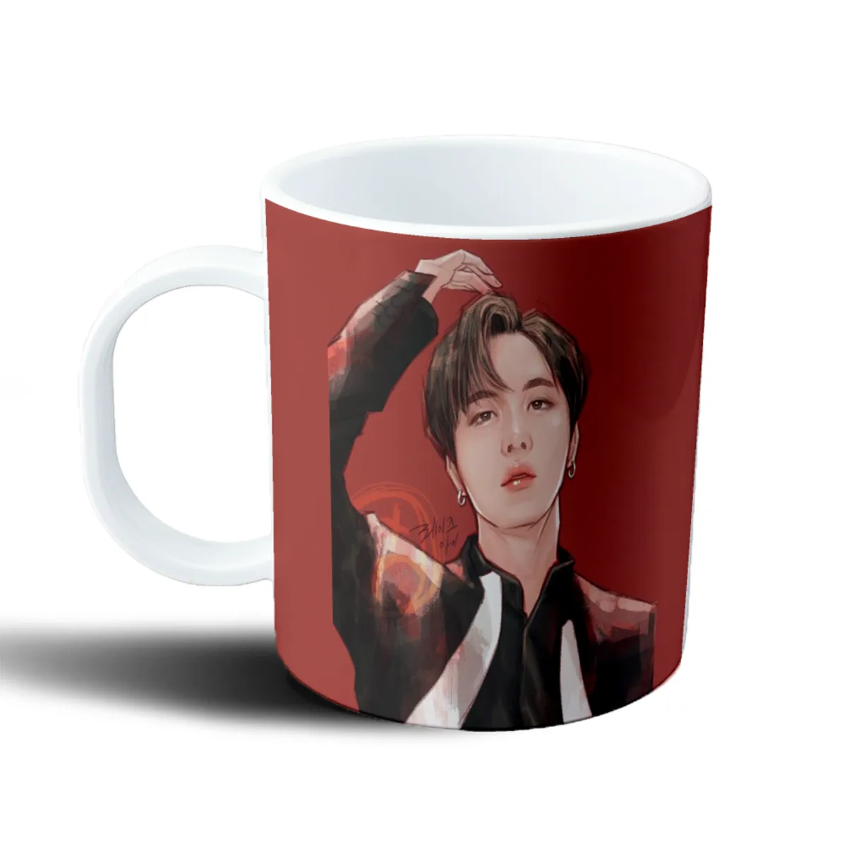 Taza de Plástico BTS Jungkook Ilustración Fan Art Rojo - vista 2