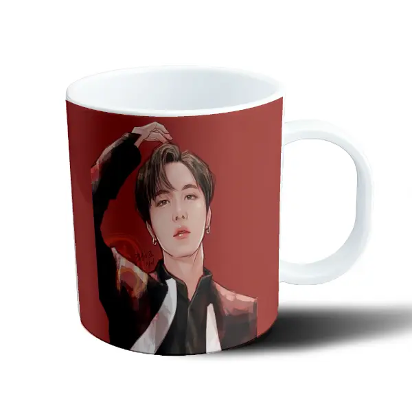 Taza de Plástico BTS Jungkook Ilustración Fan Art Rojo