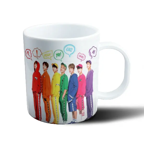 Taza de Plástico BTS Grupo Colores Arcoíris