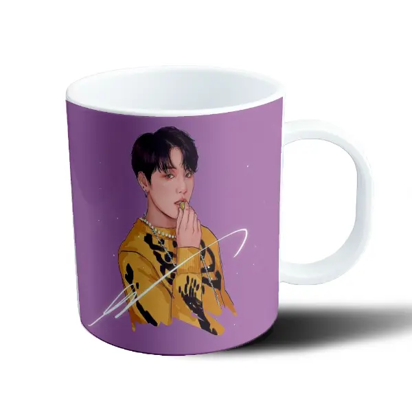 Taza de Plástico BTS Suéter Amarillo Collar de Perlas