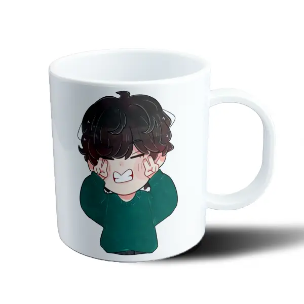 Taza de Plástico BTS Chibi Haciendo Señas de Paz