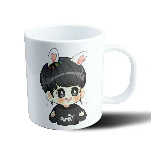 Taza de Plástico BTS Jungkook Chibi Orejas de Conejo Puma
